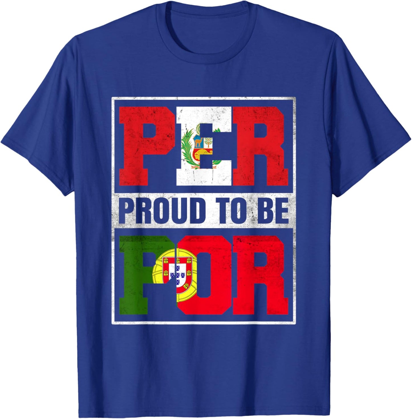 Proud Peruvian Portuguese Mix Peru and Portugal Heritage T-Shirt - T-Shirt | Royal
