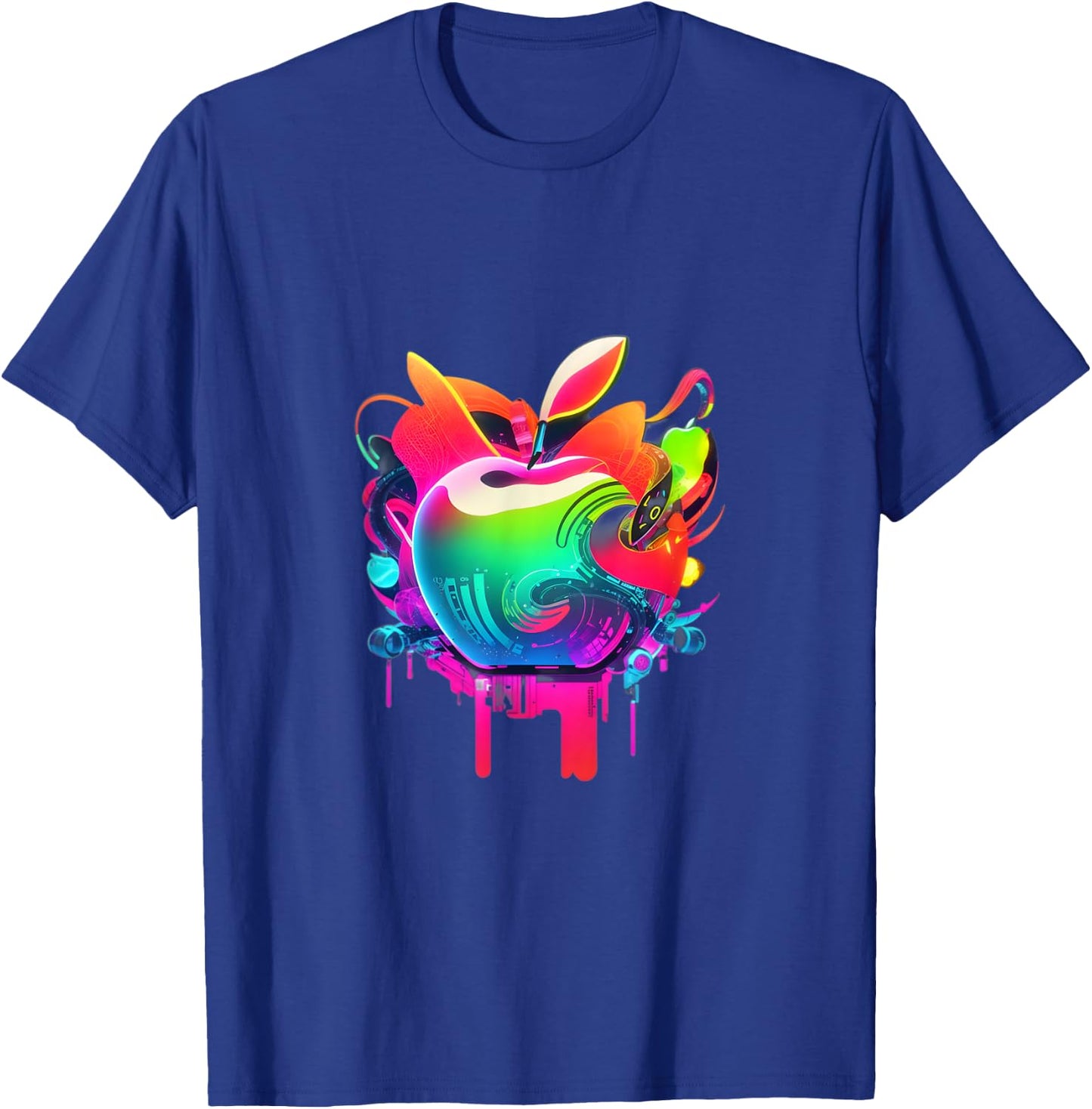 EDM Rave Festival Trippy Apple Electronic Dance Music T-Shirt - T-Shirt | Royal
