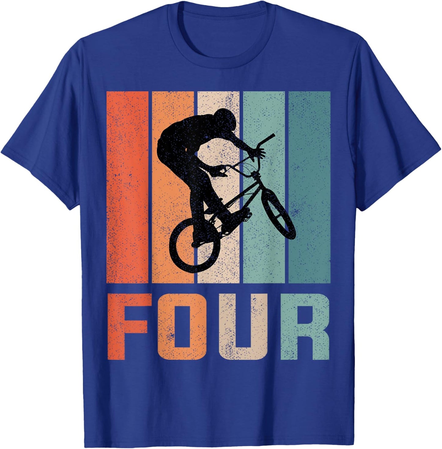 4th Birthday Retro BMX Bicycle Bike Boys Kids 4 Years Old T-Shirt - T-Shirt | Royal