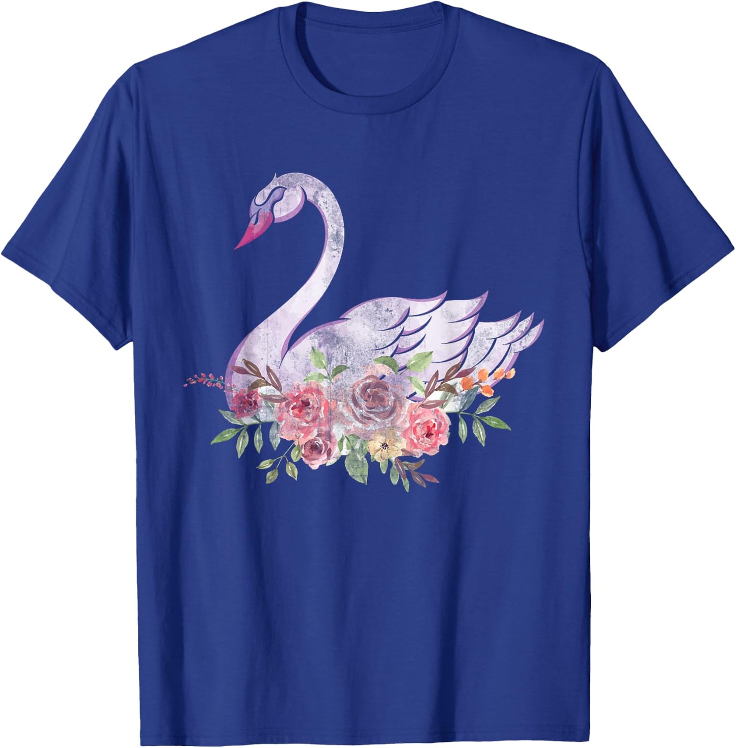 Women Girls Gift Pretty Animal Flower Crown Swan T-Shirt - T-Shirt | Royal
