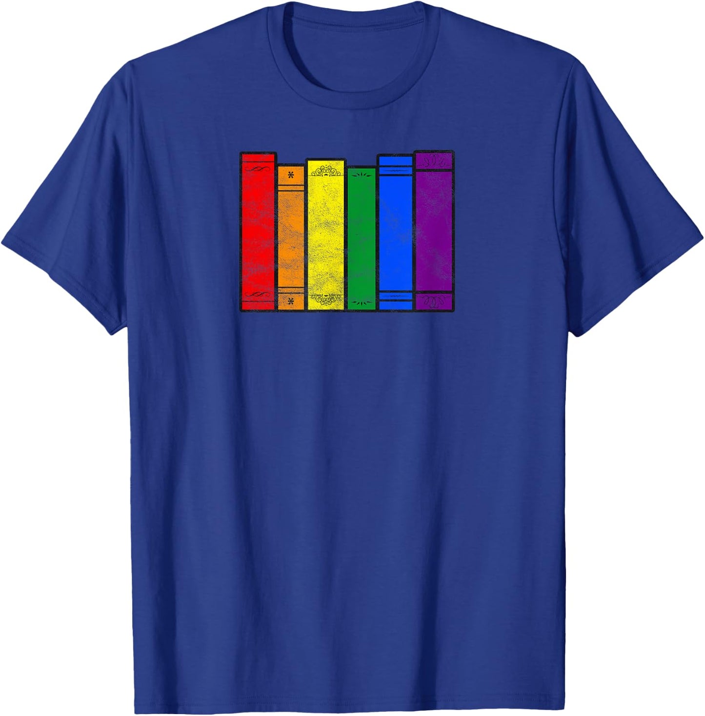 Pride Flag Books Bookish Rainbow Queer Reader Gay Writer T-Shirt - T-Shirt | Royal