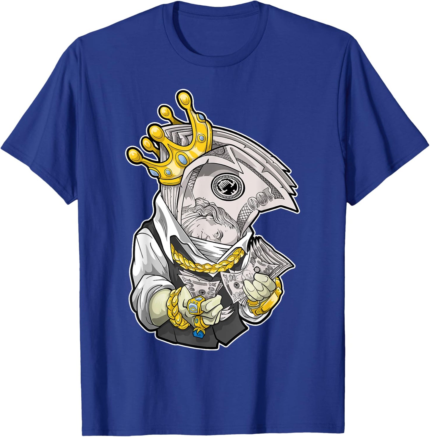 Money King Crown Rich Dollar Diamonds Cash Cool Hip Hop Boss T-Shirt - T-Shirt | Royal
