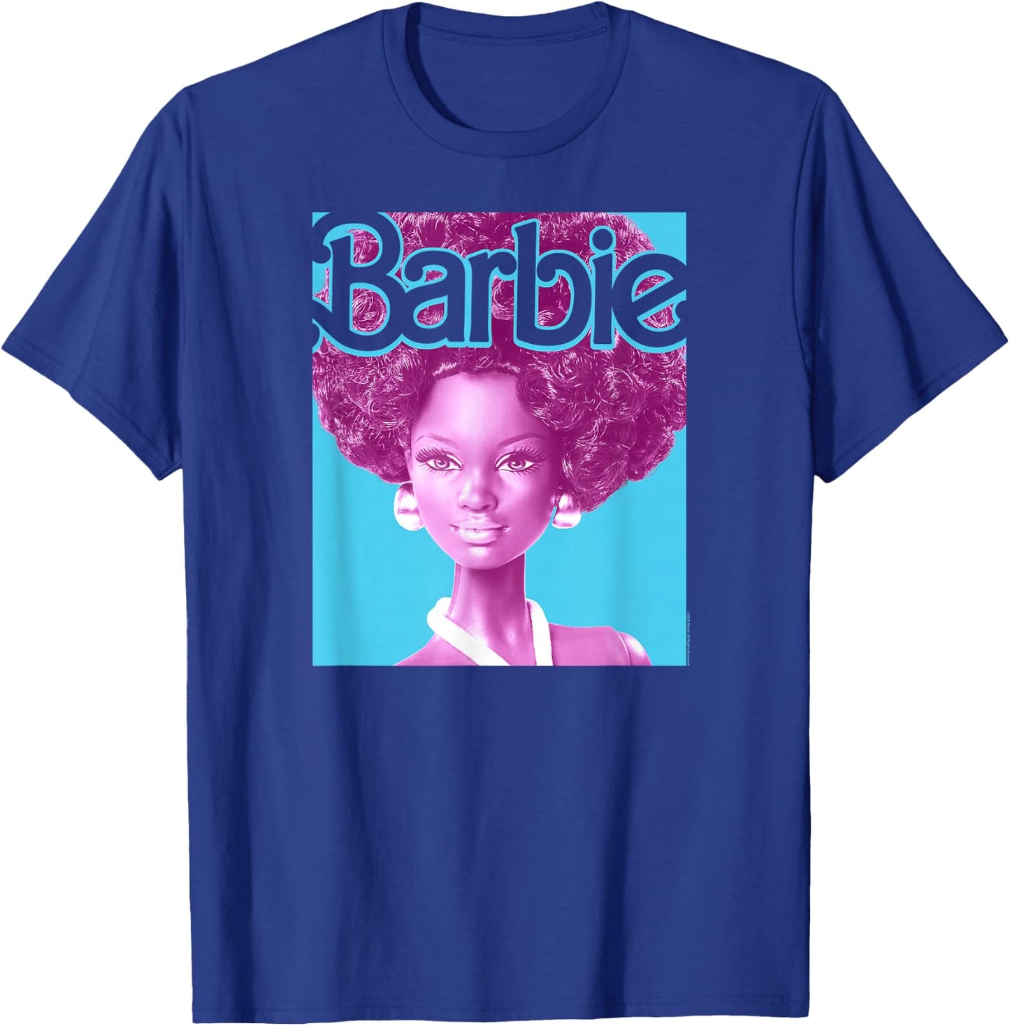 Barbie Afro Doll Classic Fit : Adult Round Neck, Black, Short Sleeve, Cotton-Polyester T-Shirt - T-Shirt | Royal