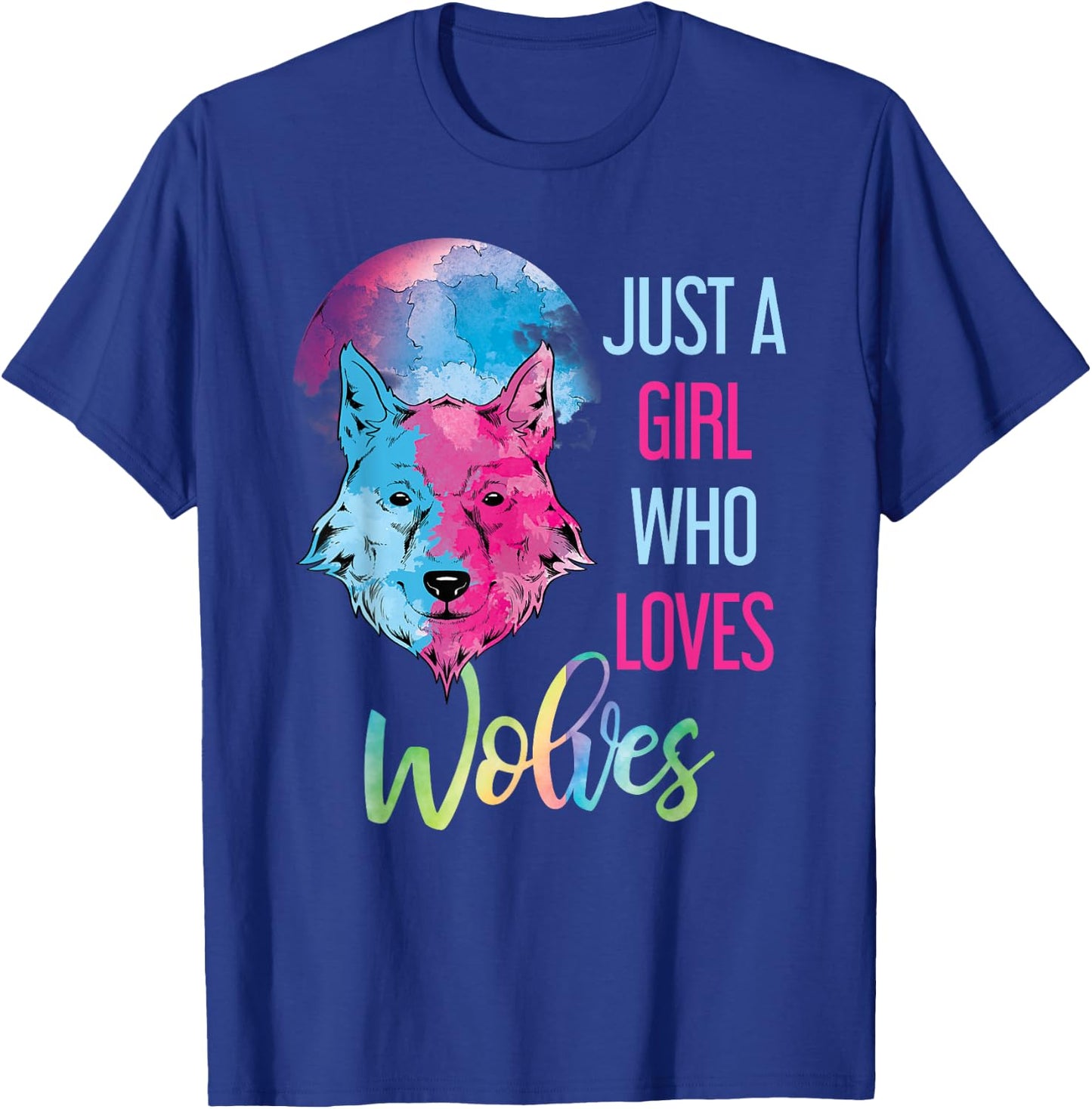 Just A Girl Who Loves Wolves Wild Animal Girls Gift Wolf T-Shirt - T-Shirt | Royal