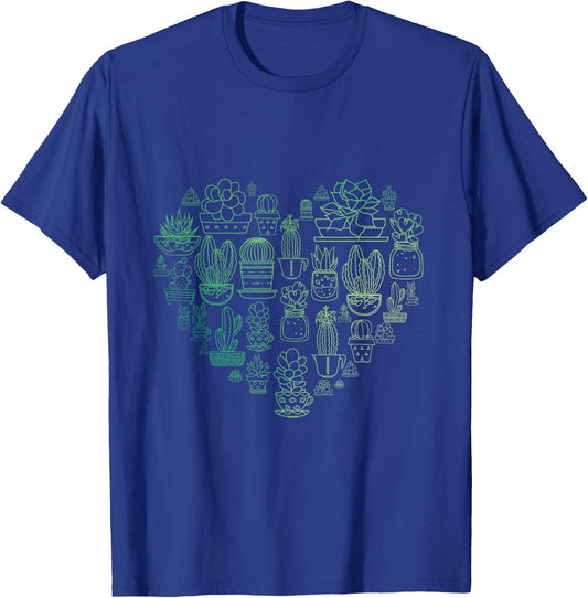 Succulent Cactus Succa Lover Heart Gift Men Women Gardener T-Shirt - T-Shirt | Royal