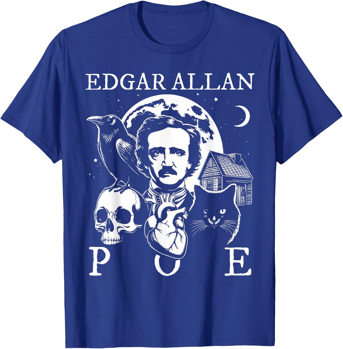Edgar Allan Poe Poems Quotes Raven Literature T-Shirt - T-Shirt | Royal