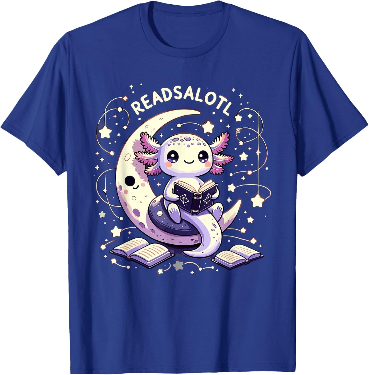 Axolotl Books Readsalotl Reading Bookworm Boys Girls Kids T-Shirt - T-Shirt | Royal