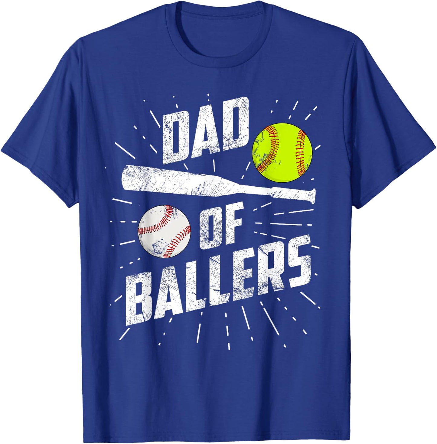 Dad Of Ballers Funny Baseball Softball Game Fathers Day Gift T-Shirt - T-Shirt | Royal