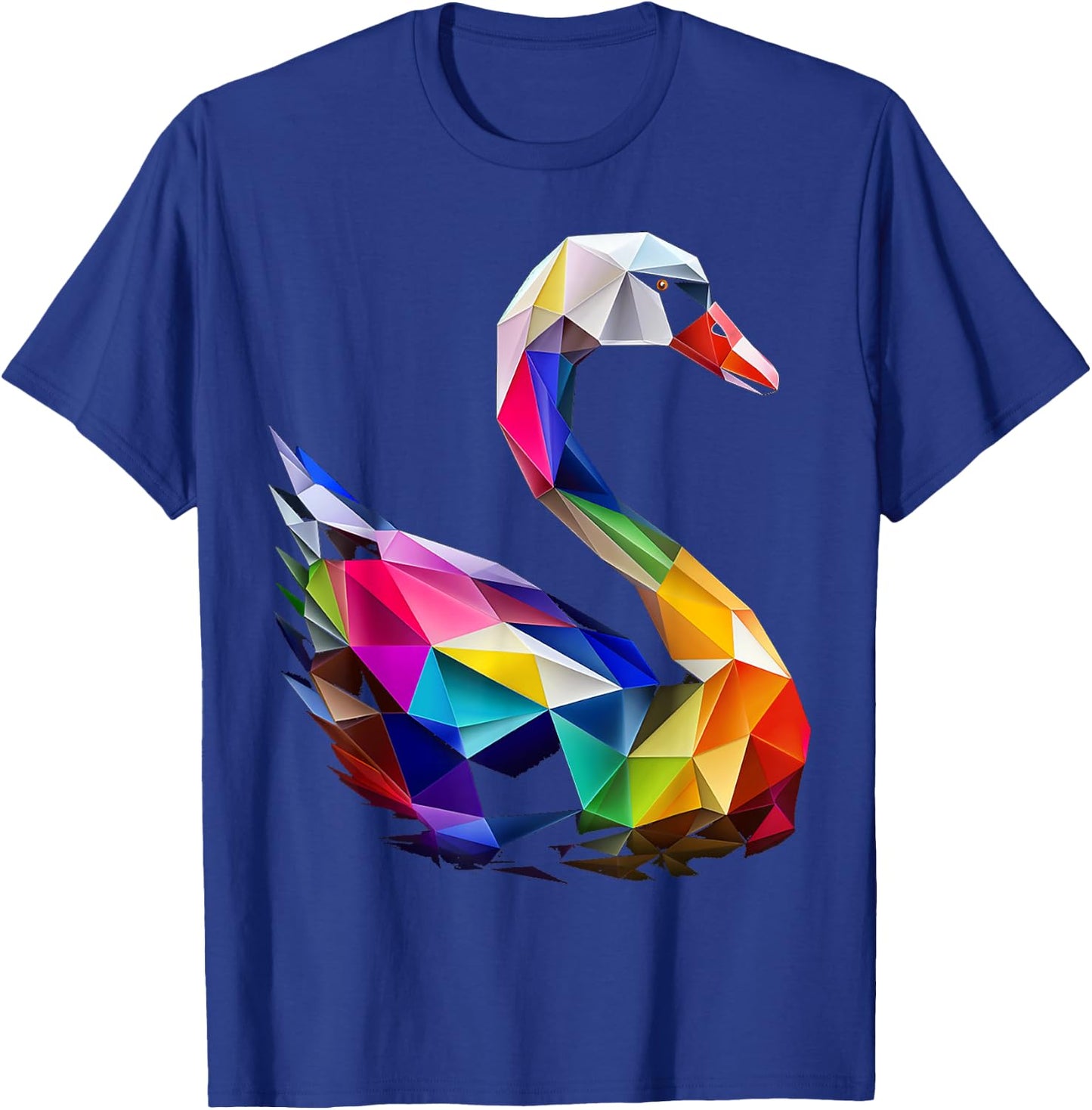 Swan Colorful Bird Art Animal Polygon Graphic Swan T-Shirt - T-Shirt | Royal