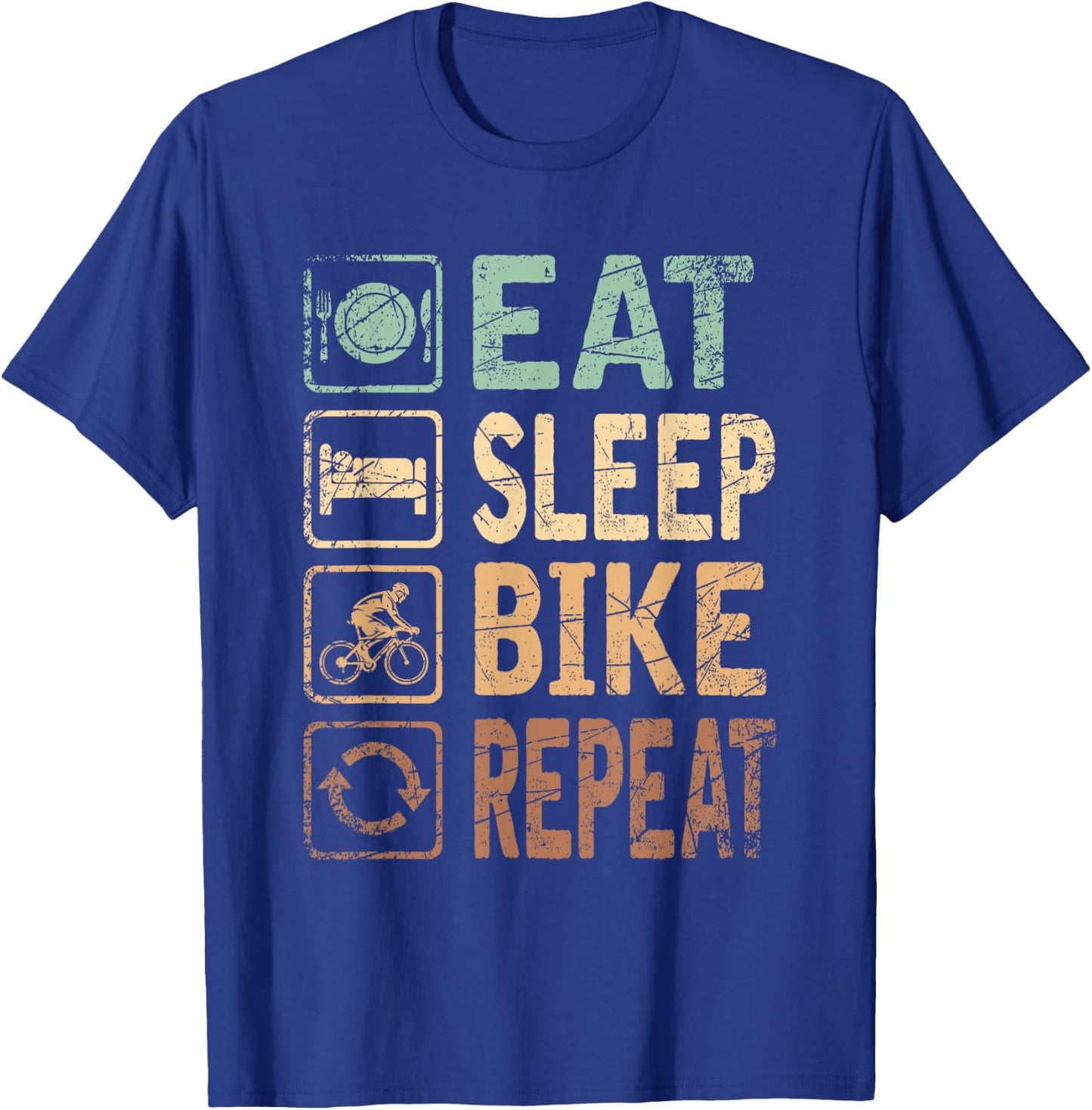 Eat Sleep Bike Repeat Bicycle T-Shirt - T-Shirt | Royal