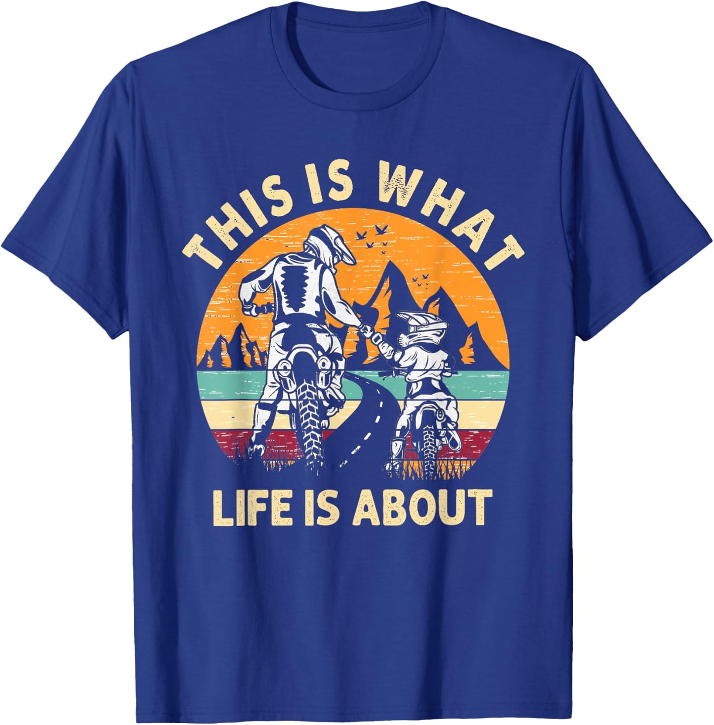Motocross Dirt Bike Dad Motorcycle Biker Father Kids Son T-Shirt - T-Shirt | Royal