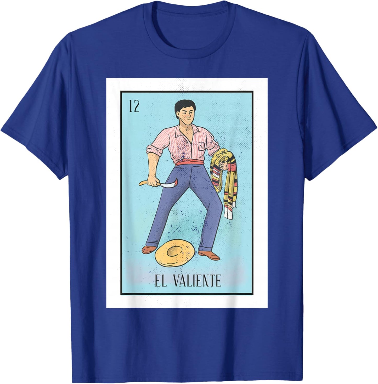Retro El Valiente Mexican Lottery Bingo Game The Brave Card T-Shirt - T-Shirt | Royal