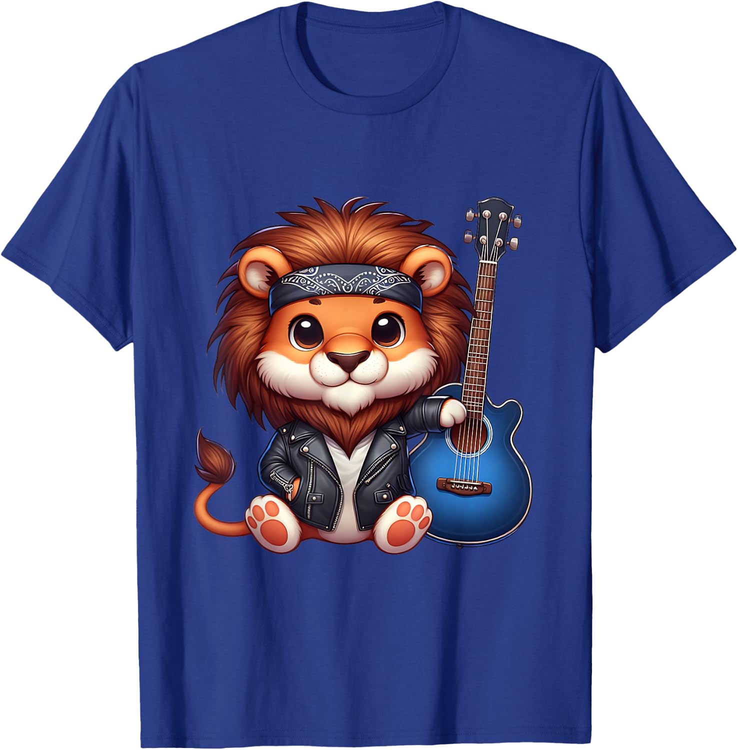 Lion playing Guitar T-Shirt - T-Shirt | Royal