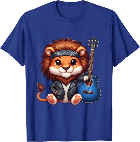 Lion playing Guitar T-Shirt - T-Shirt | Royal