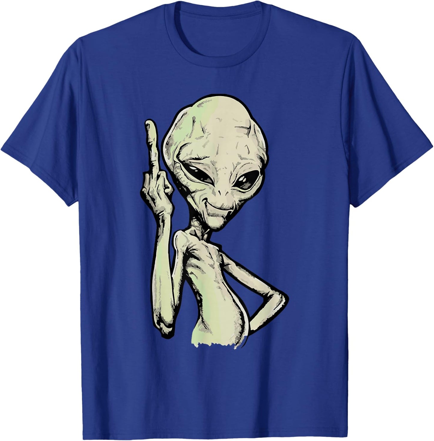 Alien Middle Finger Adult Humour Funny Novelty T-Shirt - T-Shirt | Royal