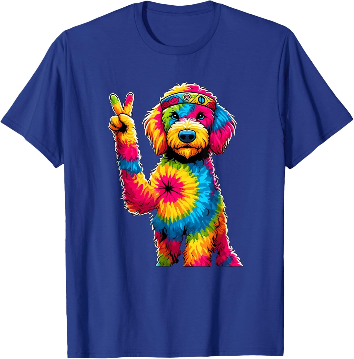 Peace Sign Tie Dye Labradoodle Dog Men Women Kids T-Shirt - T-Shirt | Royal