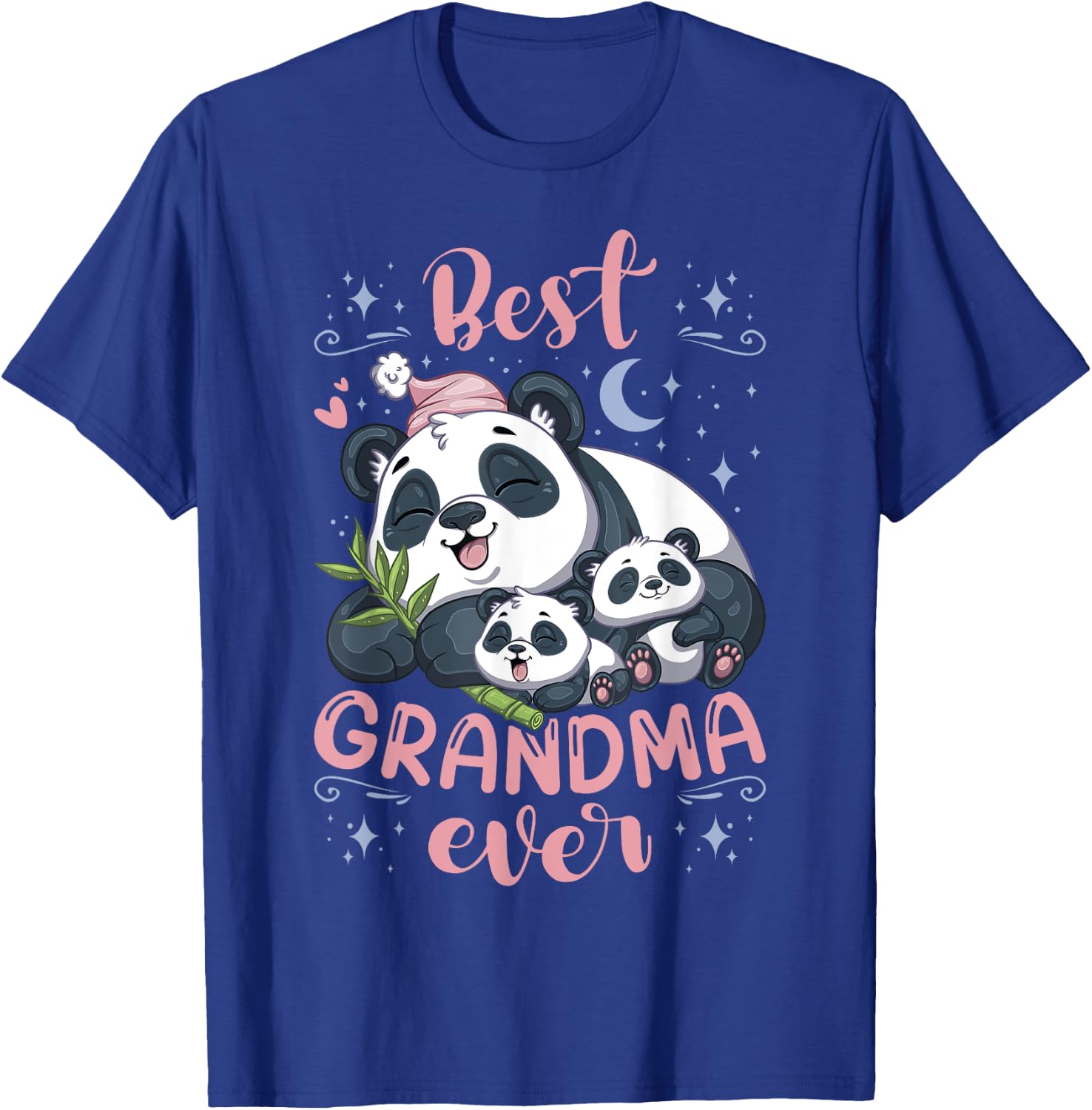 Best Grandma Ever Pajama Top Panda Grandmother & 2 Cubs T-Shirt - T-Shirt | Royal