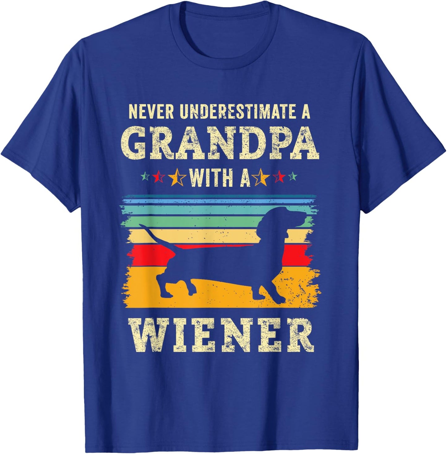 Funny Wiener Dog Grandpa Humor Dachshund Grandfather Doxie T-Shirt - T-Shirt | Royal