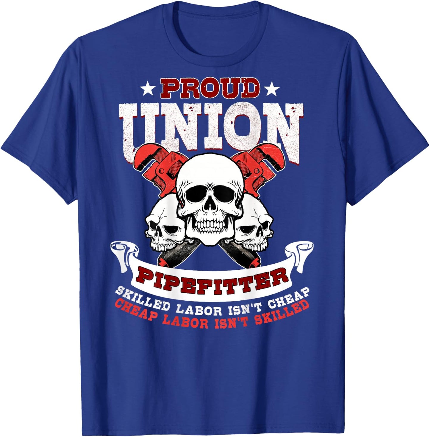 Pipefitter Plumber Steamfitter Image On Back Of Shirt T-Shirt - T-Shirt | Royal
