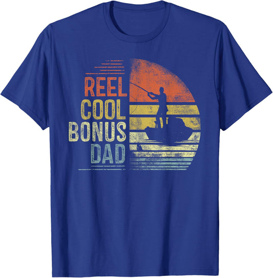 Reel Cool Bonus Dad Fishing Gifts Bonus Dad Birthday Vintage T-Shirt - T-Shirt | Royal