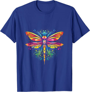 Dragonfly Colorful Dragonflies Hippie 70s Peace T-Shirt - T-Shirt | Royal