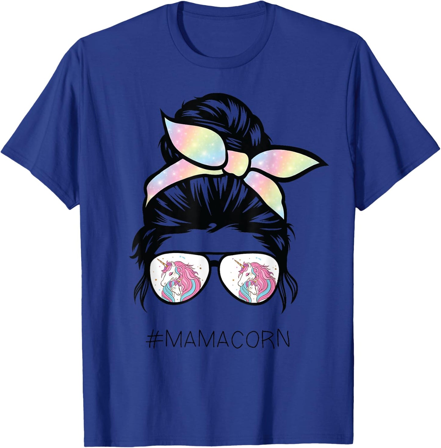 Funny Mamacorn Unicorn Costume Mom messy hair bun mother day T-Shirt - T-Shirt | Royal