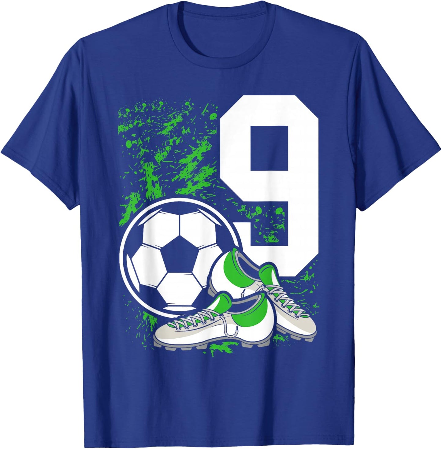 9th Birthday Boys 9 Years Soccer Football Player Birthday T-Shirt - T-Shirt | Royal