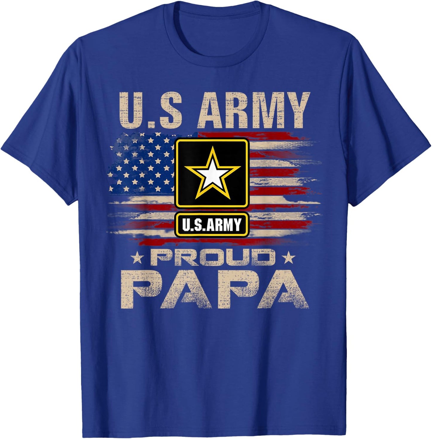 Vintage U.S Army Proud Papa With American Flag T-Shirt - T-Shirt | Royal