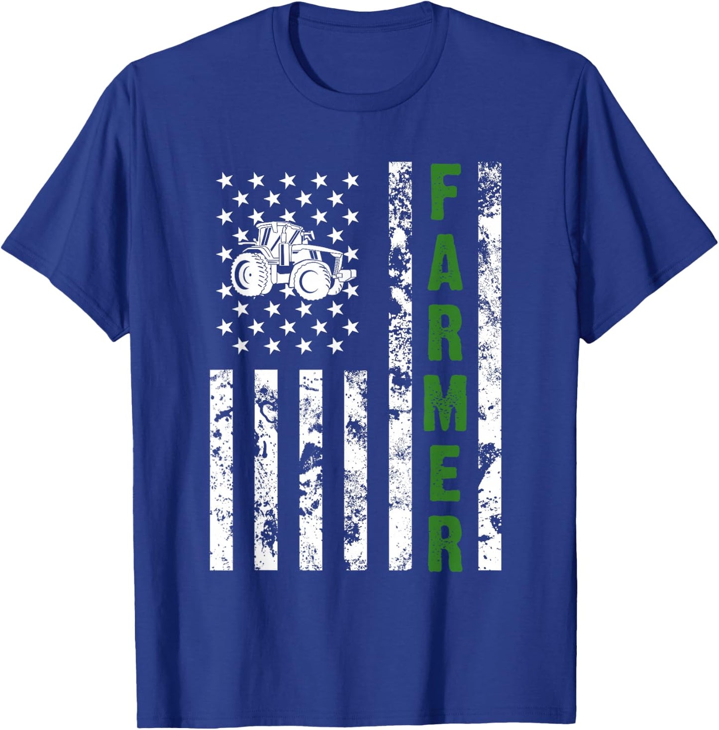 Flag with Tractor - Patriotic Farmer & Farming Gift Small T-Shirt - T-Shirt | Royal