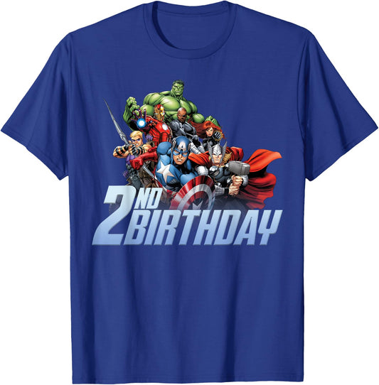 Marvel Avengers Action Shot 2nd Birthday T-Shirt - T-Shirt | Royal