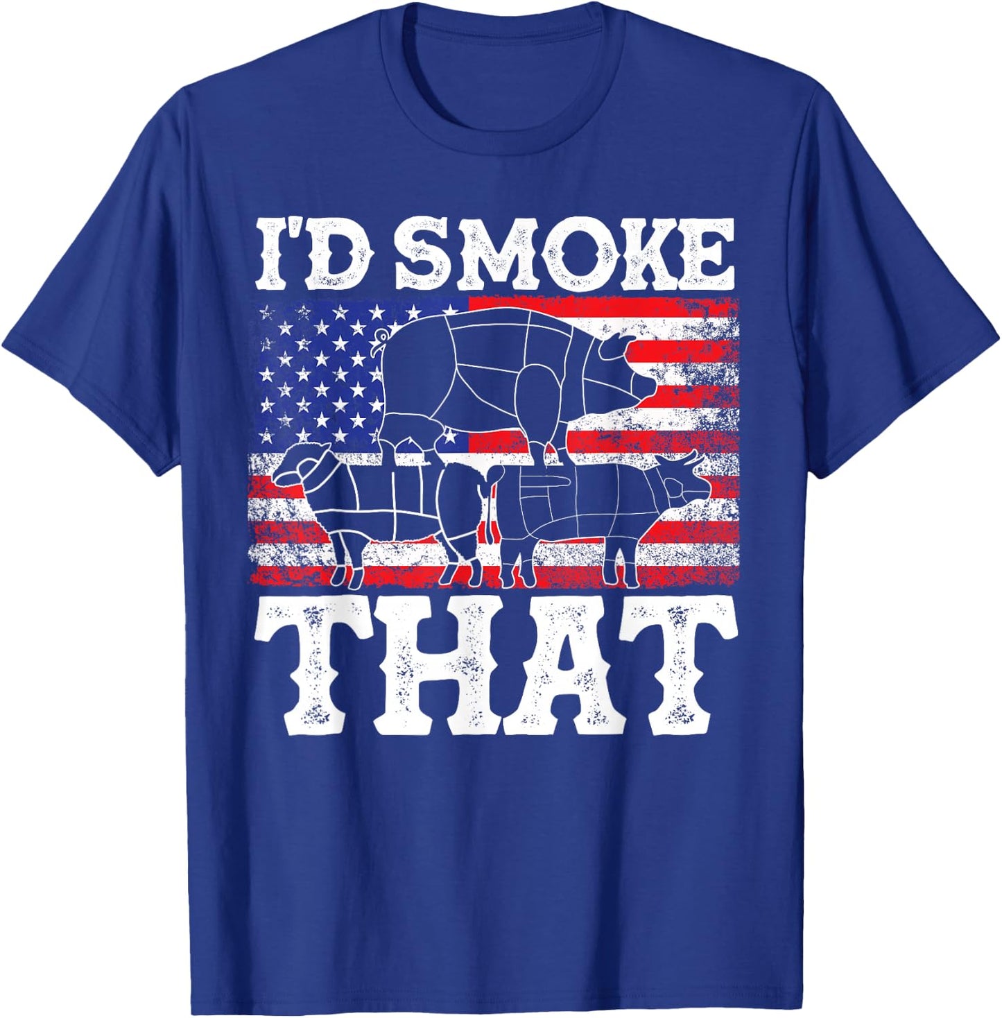 Funny Barbecue Id Smoke That Patriotic Grillmaster US BBQ T-Shirt - T-Shirt | Royal
