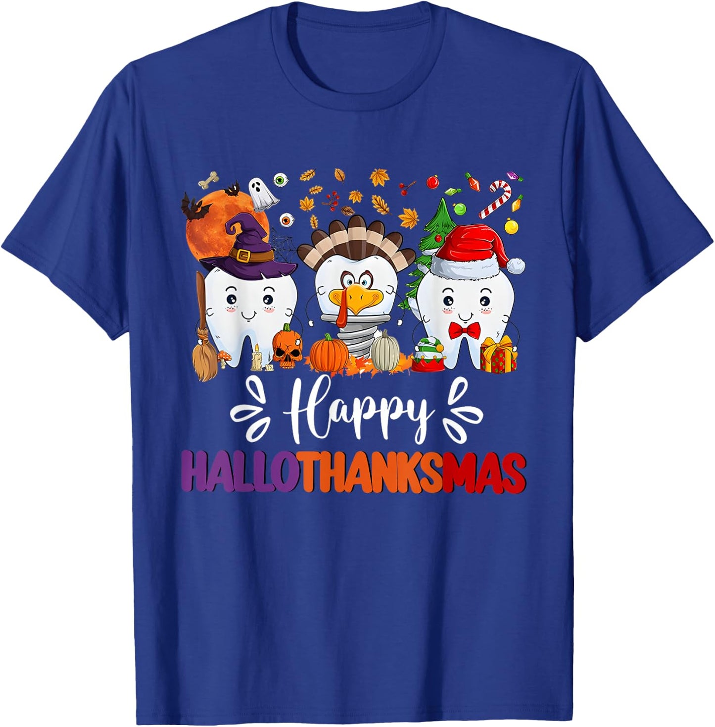 Happy HalloThanksMas Dental Boo Crew Dentist Assistant T-Shirt - T-Shirt | Royal