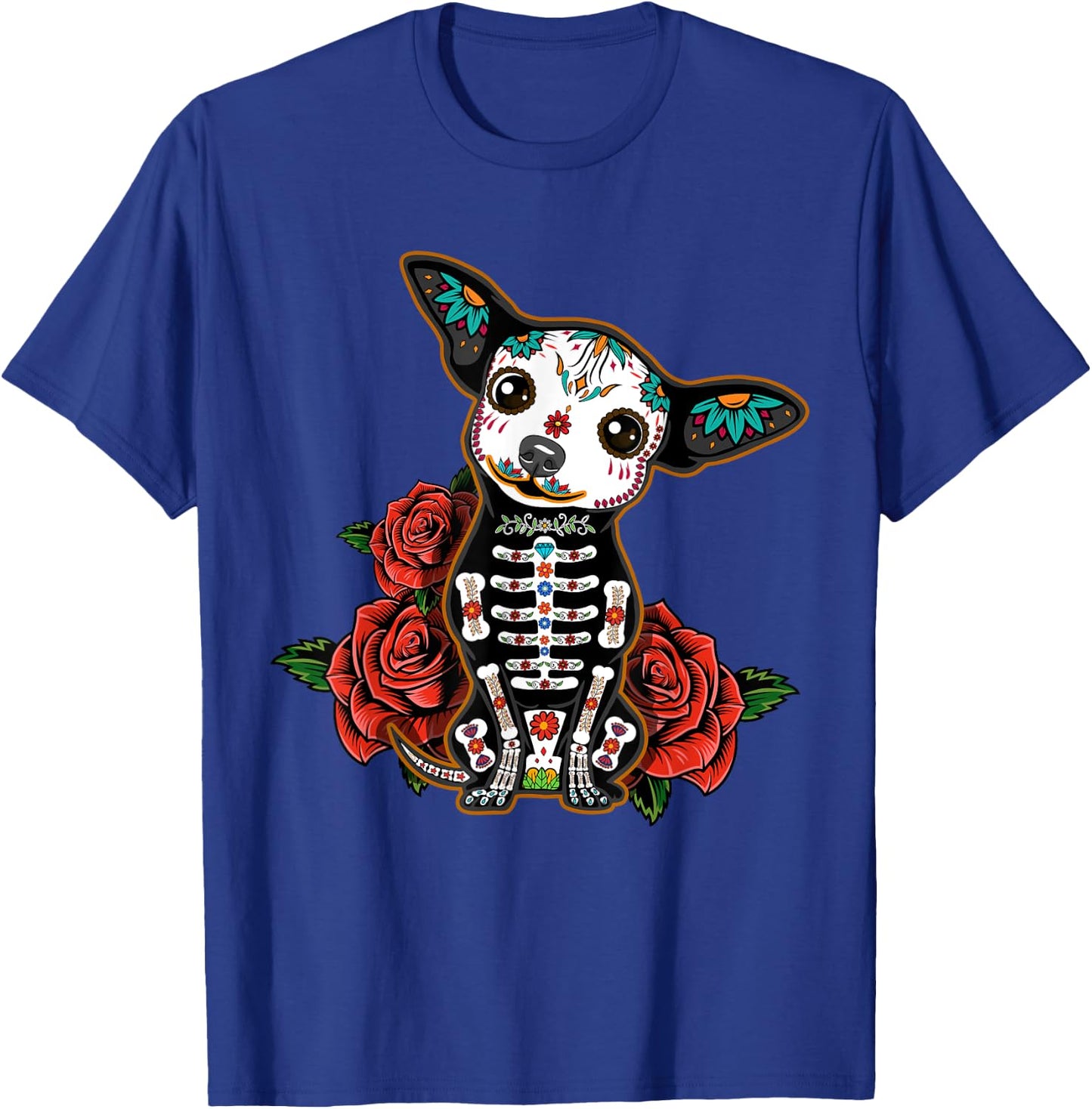 Calavera Chihuahua Playful Colorful Cute Dia De Los Muertos Women Kids T-Shirt - T-Shirt | Royal