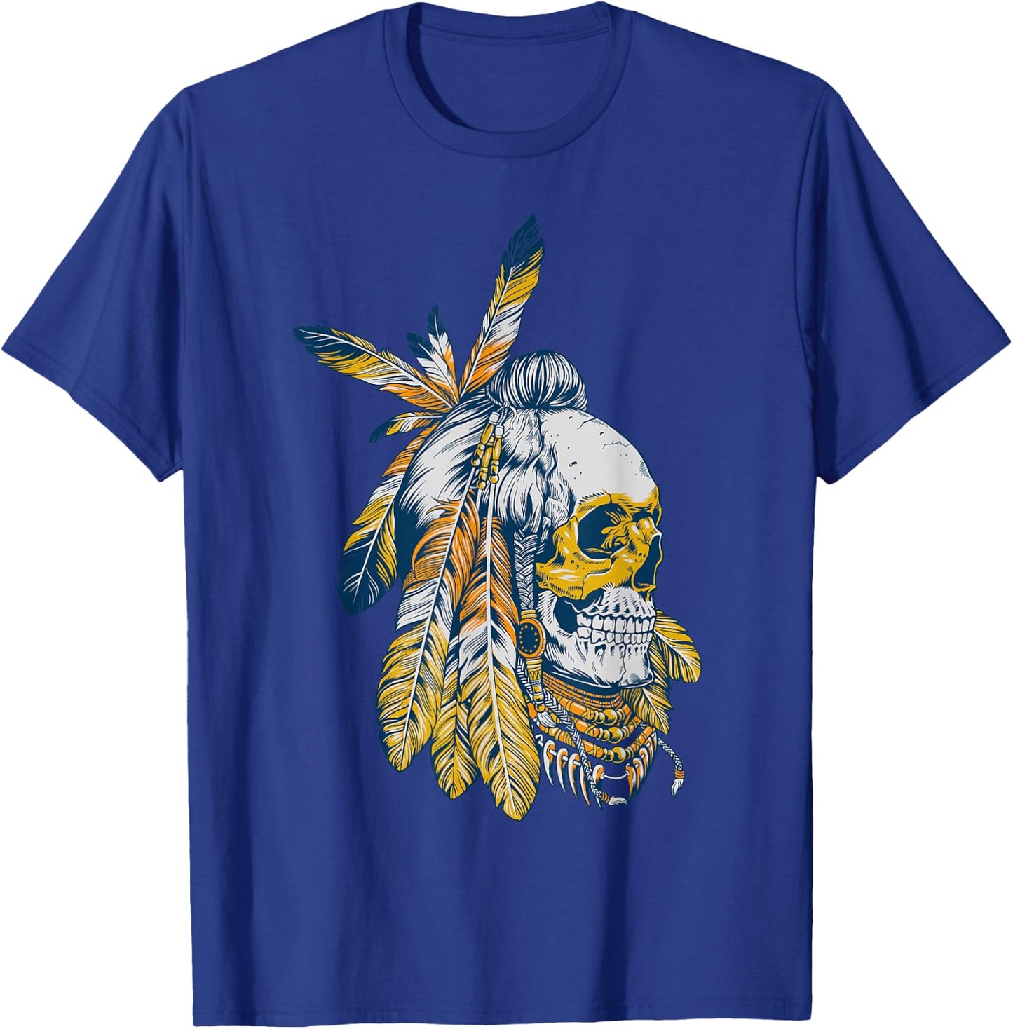 American Motorcycle Skull Native Indian Eagle Chief Vintage T-Shirt - T-Shirt | Royal