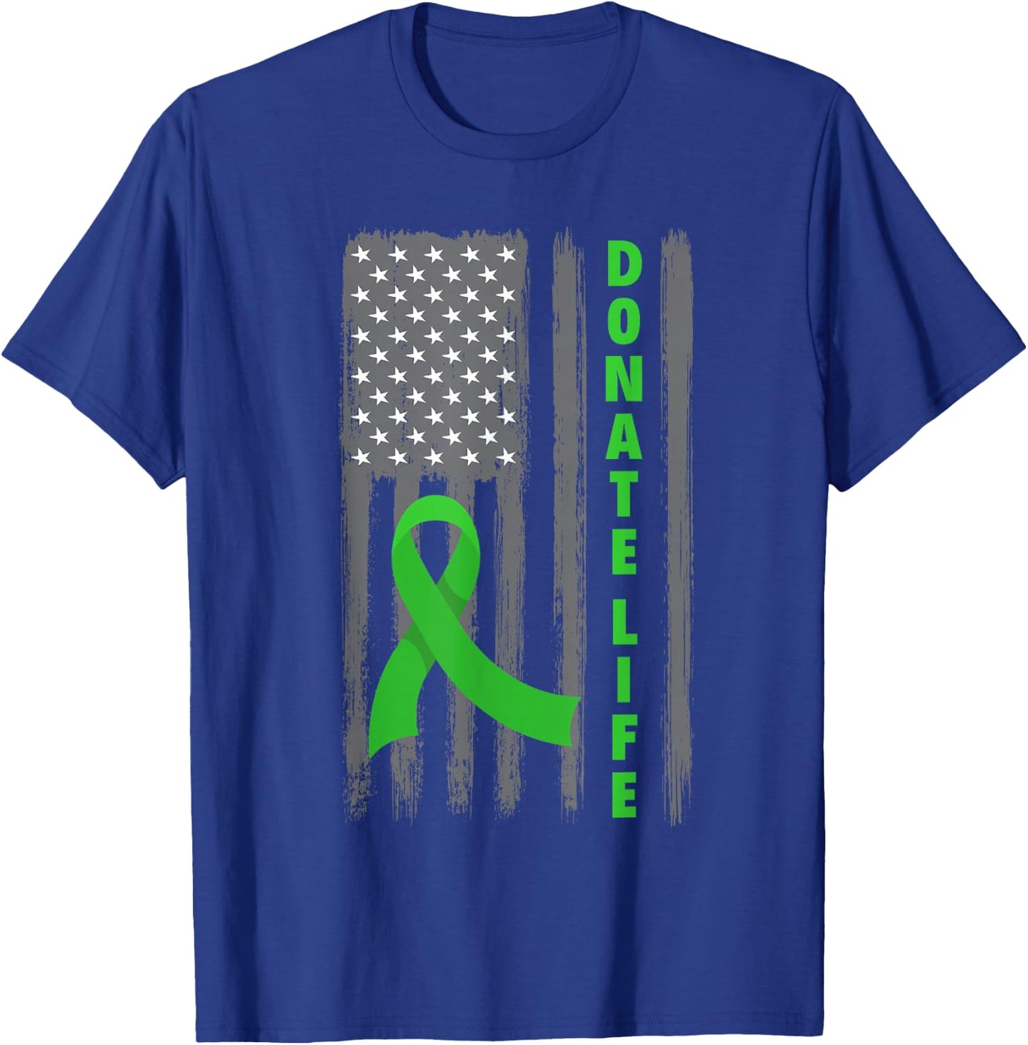 Donate Life Patriotic American Flag USA Kidney Donor Ribbon T-Shirt - T-Shirt | Royal