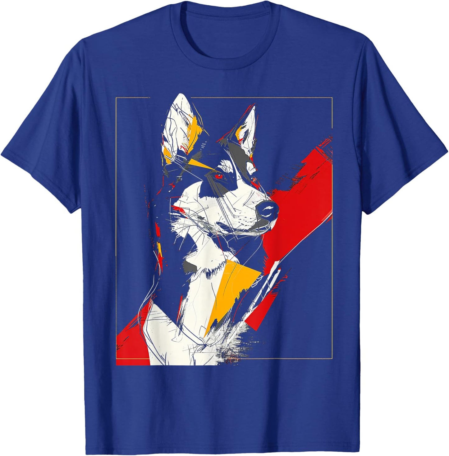 Husky Dog Lover Polygon Abstract Animal Art Graphic Husky Women Kids T-Shirt - T-Shirt | Royal