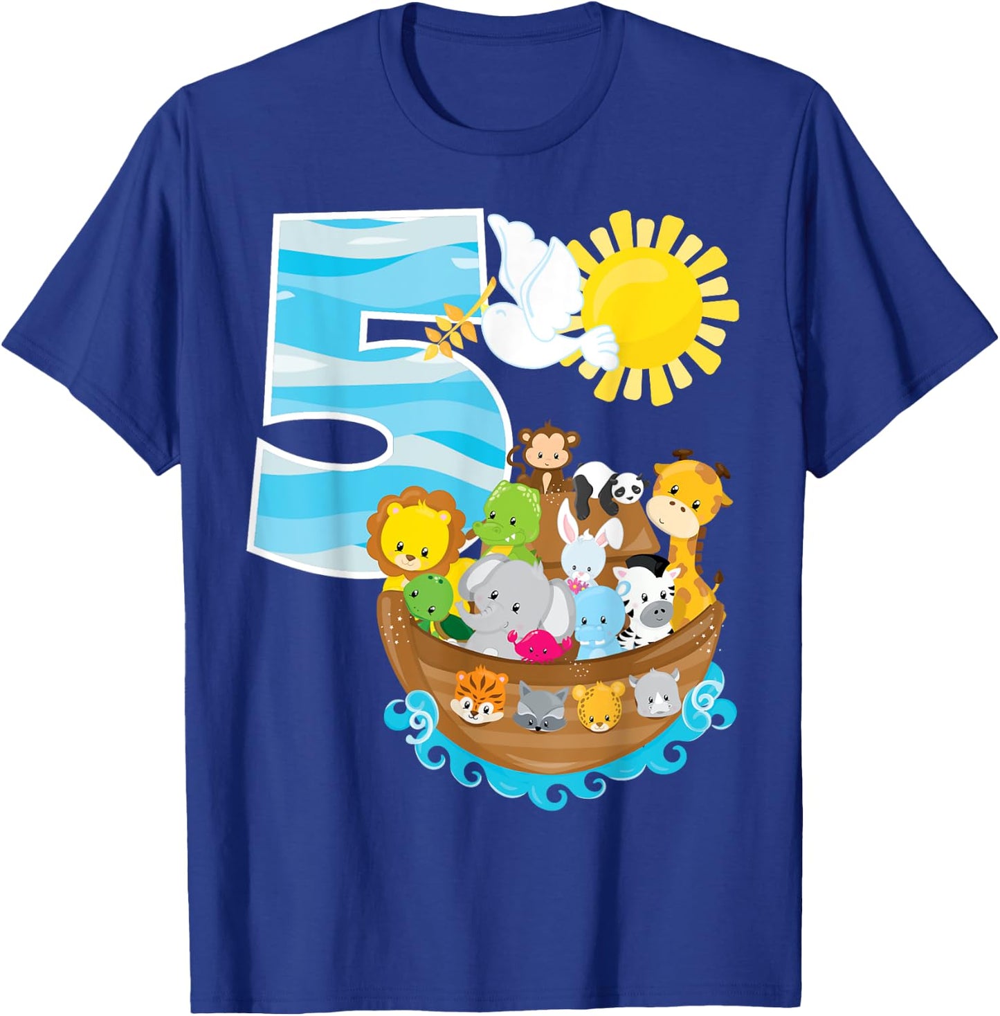 Noah's Ark Birthday Party 5th Birthday 5 Year Old Toddler T-Shirt - T-Shirt | Royal
