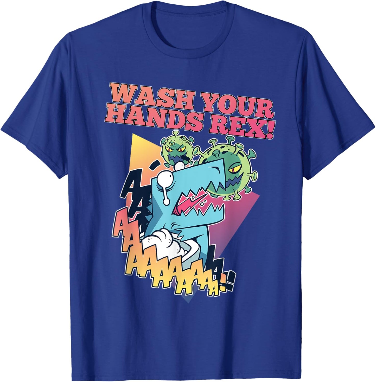Wash Your Hands Rex a Funny T-Rex Attacked by Germs T-Shirt - T-Shirt | Royal