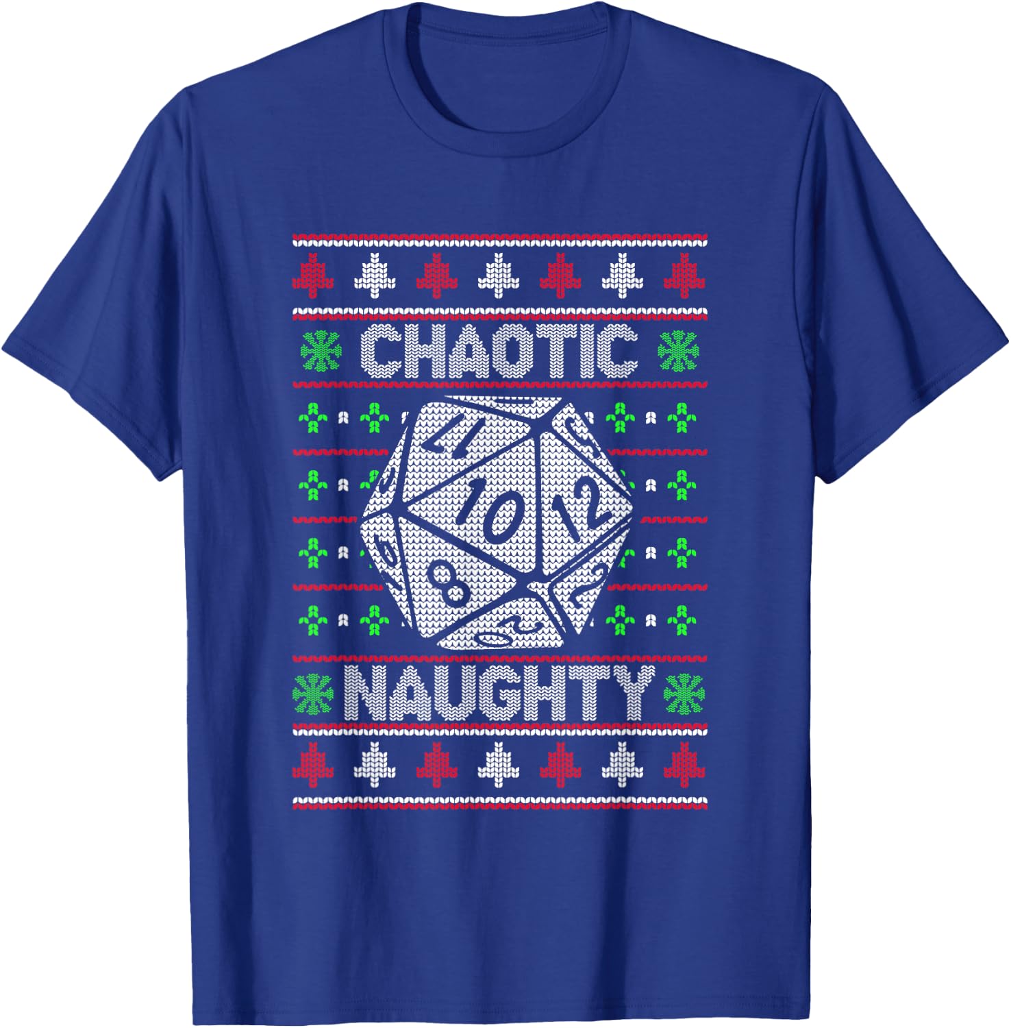 Santa Chaotic Naughty Christmas D20 Ugly Tabletop Sweater T-Shirt - T-Shirt | Royal