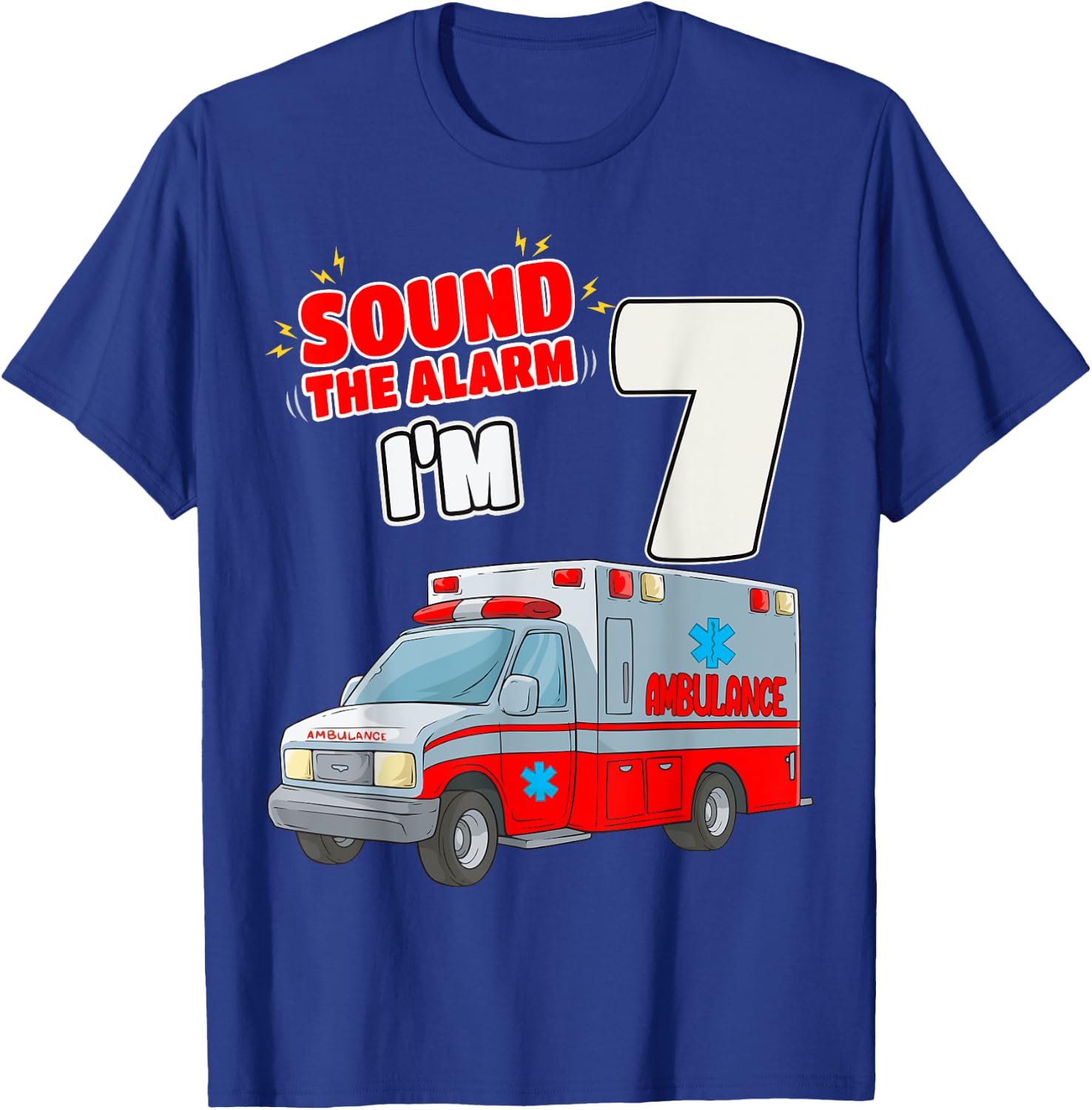 7th Birthday Medical Ambulance EMT 7 Years Old EMS Paramedic T-Shirt - T-Shirt | Royal