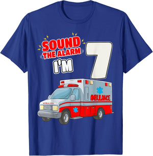 7th Birthday Medical Ambulance EMT 7 Years Old EMS Paramedic T-Shirt - T-Shirt | Royal