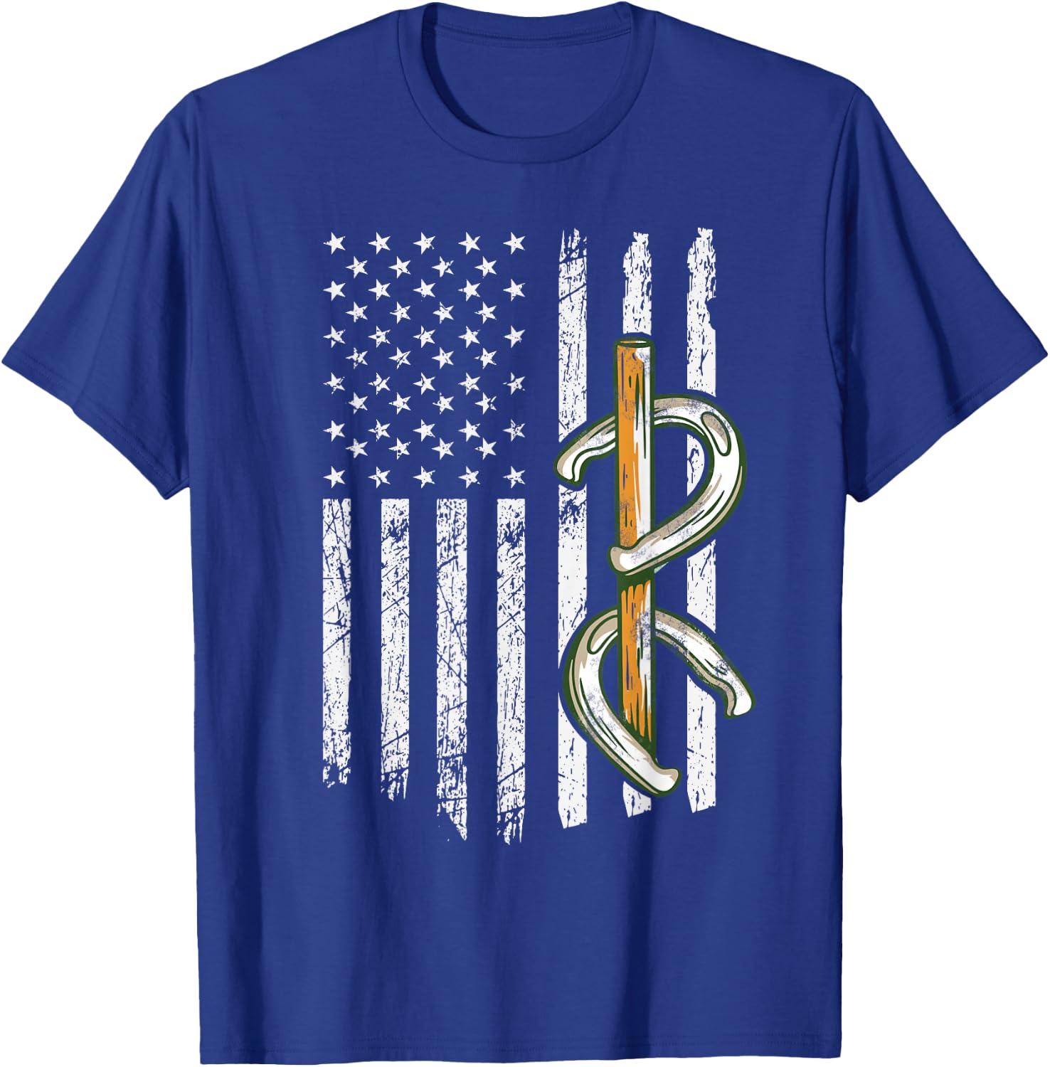 Horseshoe Pitching USA Flag Horseshoe Throwing Game Patriot T-Shirt - T-Shirt | Royal
