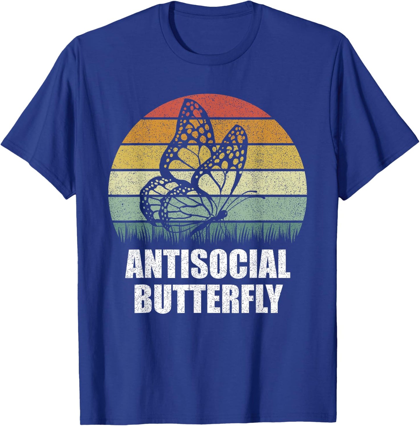 Retro Antisocial Butterfly Shirt Funny Gifts For Introverts T-Shirt - T-Shirt | Royal