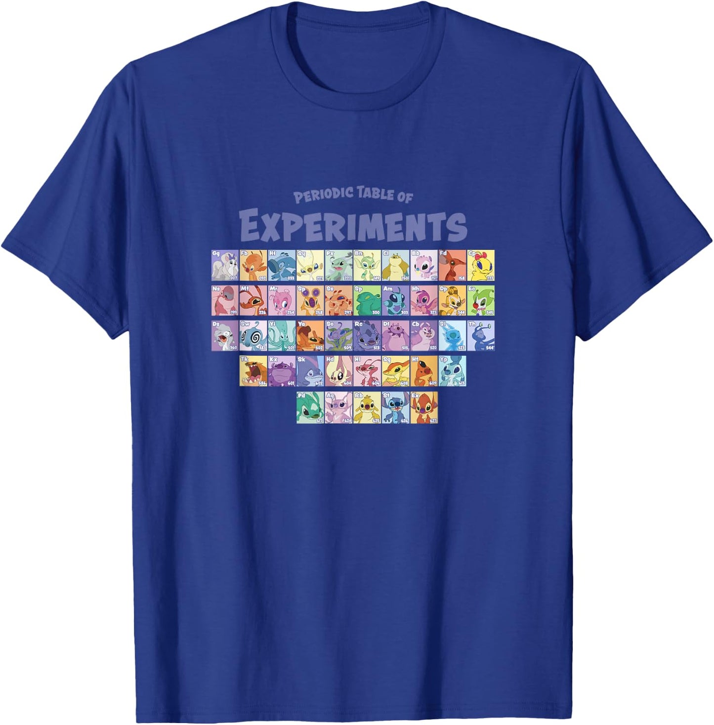 Disney Lilo & Stitch Periodic Table Of Experiments Big Logo T-Shirt - T-Shirt | Royal