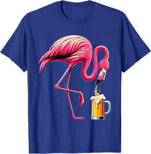 Funny Flamingo Drinking Beer Party Flamingo Lover T-Shirt - T-Shirt | Royal