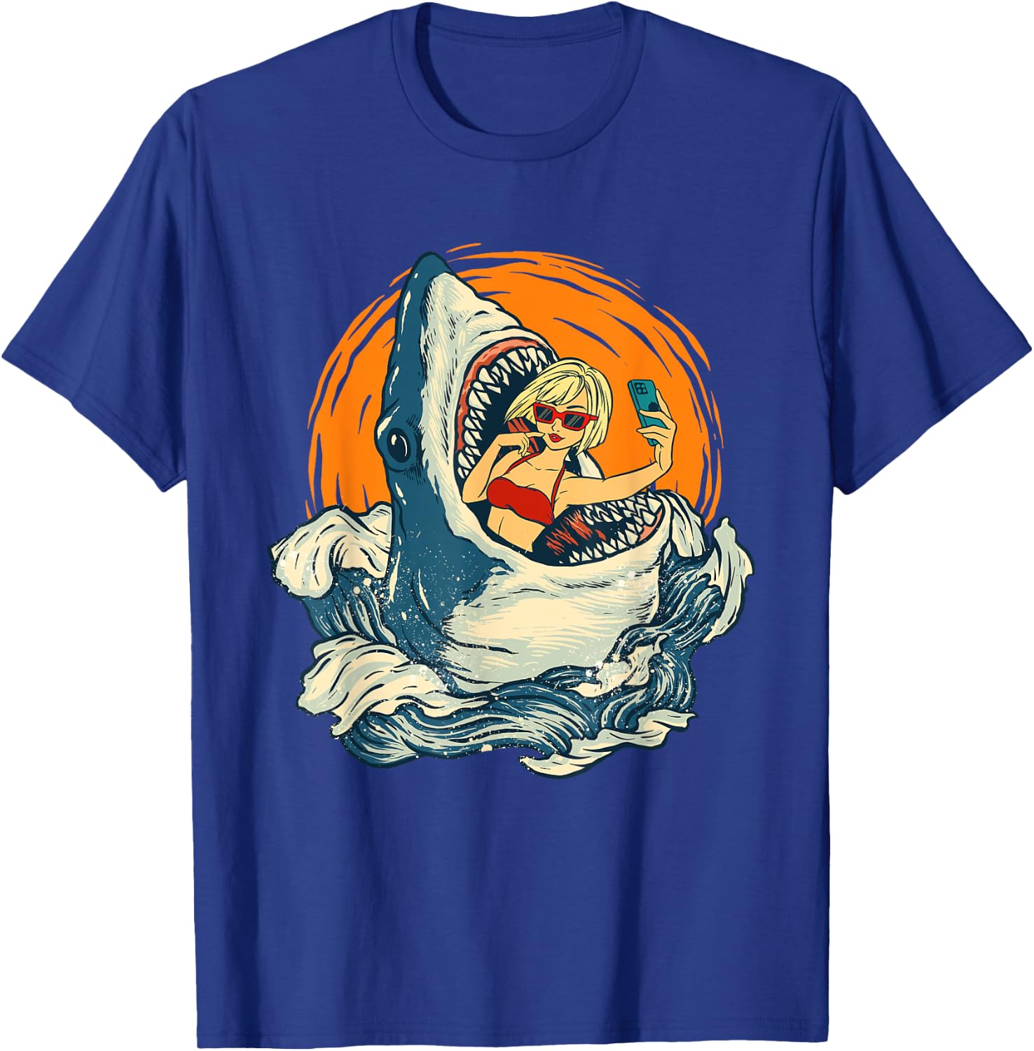 Sharkie - Selfie Shark Lover Animal Lover Marine Biologist T-Shirt - T-Shirt | Royal