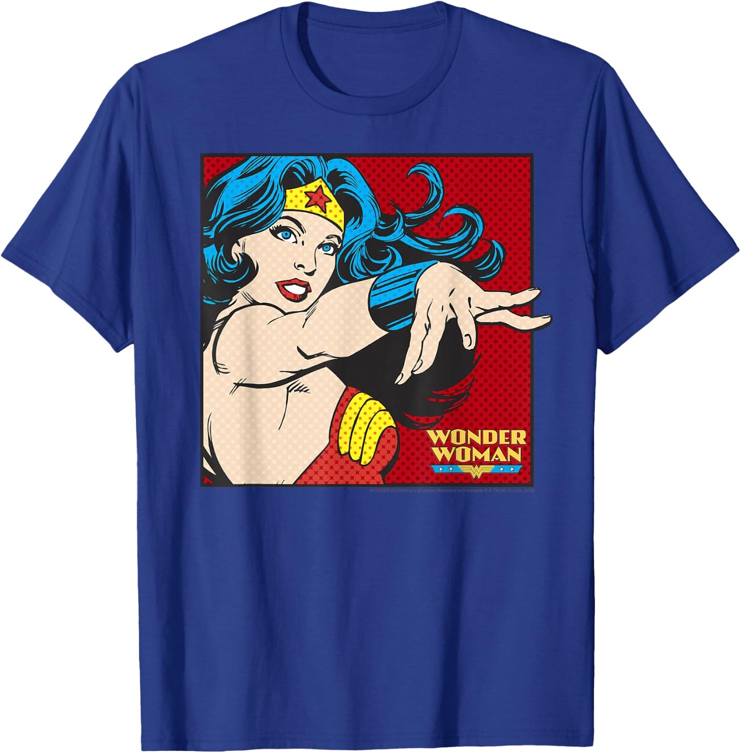 DC Comics Wonder Woman Retro Pop Art Portrait T-Shirt - T-Shirt | Royal