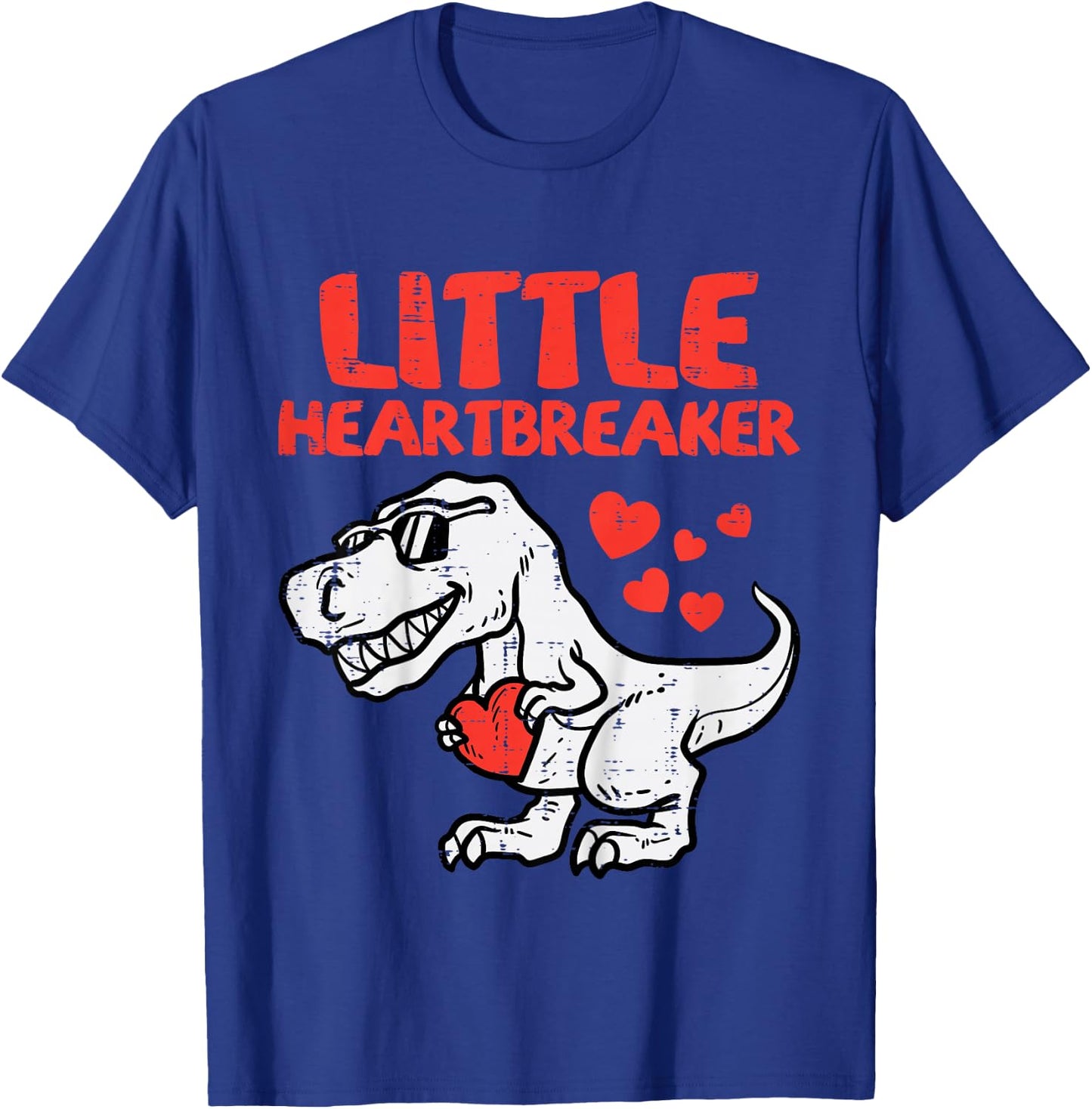 Kids Valentines Day Dino Little Heartbreaker Boys Kids Toddler T-Shirt - T-Shirt | Royal
