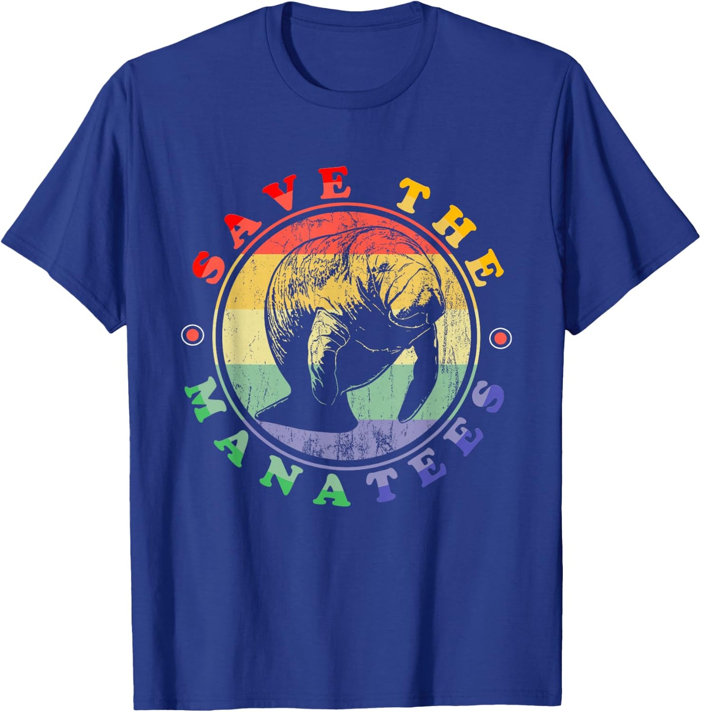 Save The Manatees Love Manatees Animal Retro Manatee T-Shirt - T-Shirt | Royal