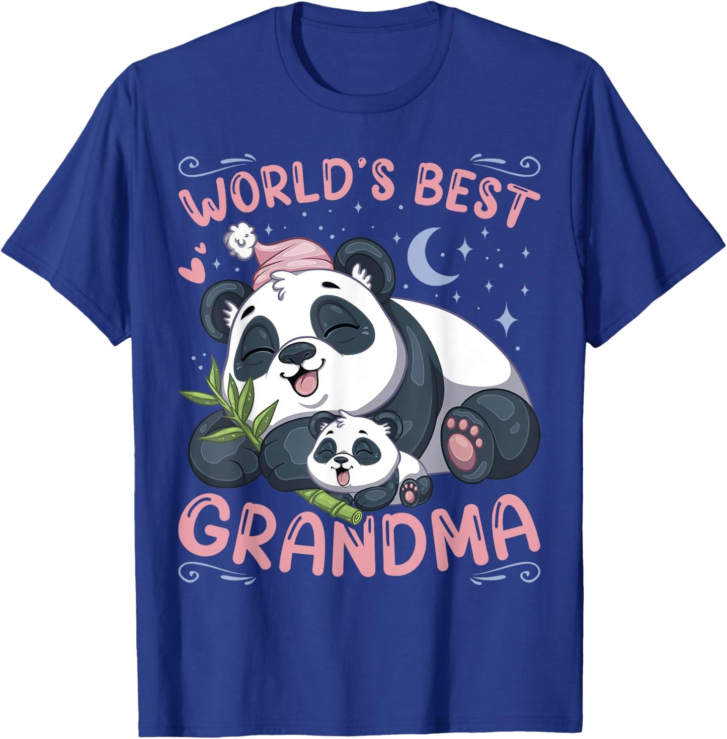 Conreo World's Best Grandma Panda Grandmother & Cub Pajama Top Black Women's Small Modern Sleepwear Cartoon Panda T-Shirt - T-Shirt | Royal